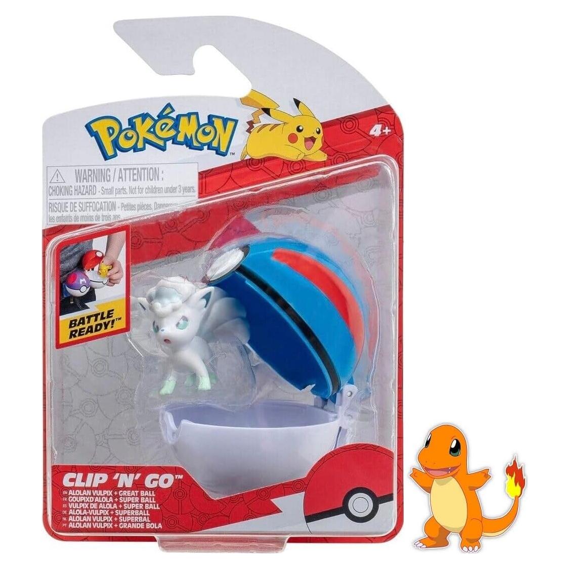 Figura Pokémon Clip 'N' Go Alolan Vulpix con Gran Bola