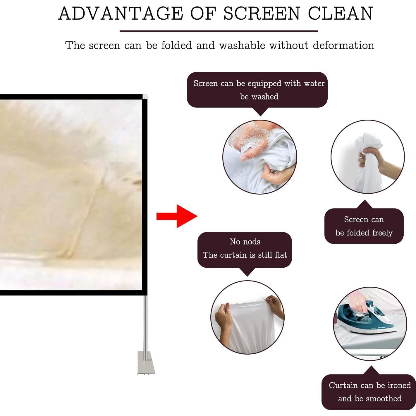 Pantalla de Proyector HOIN 80" Plegable 4K HD para Exterior