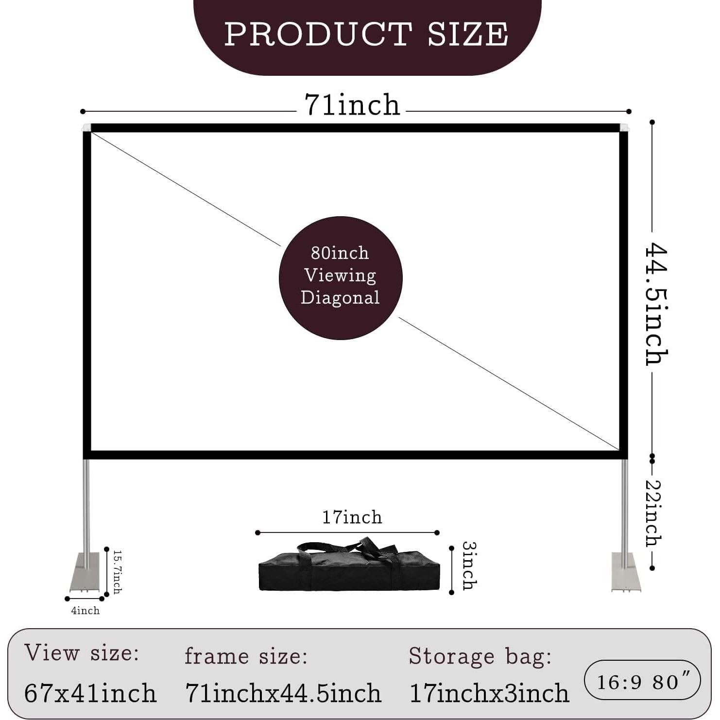 Pantalla de Proyector HOIN 80" Plegable 4K HD para Exterior