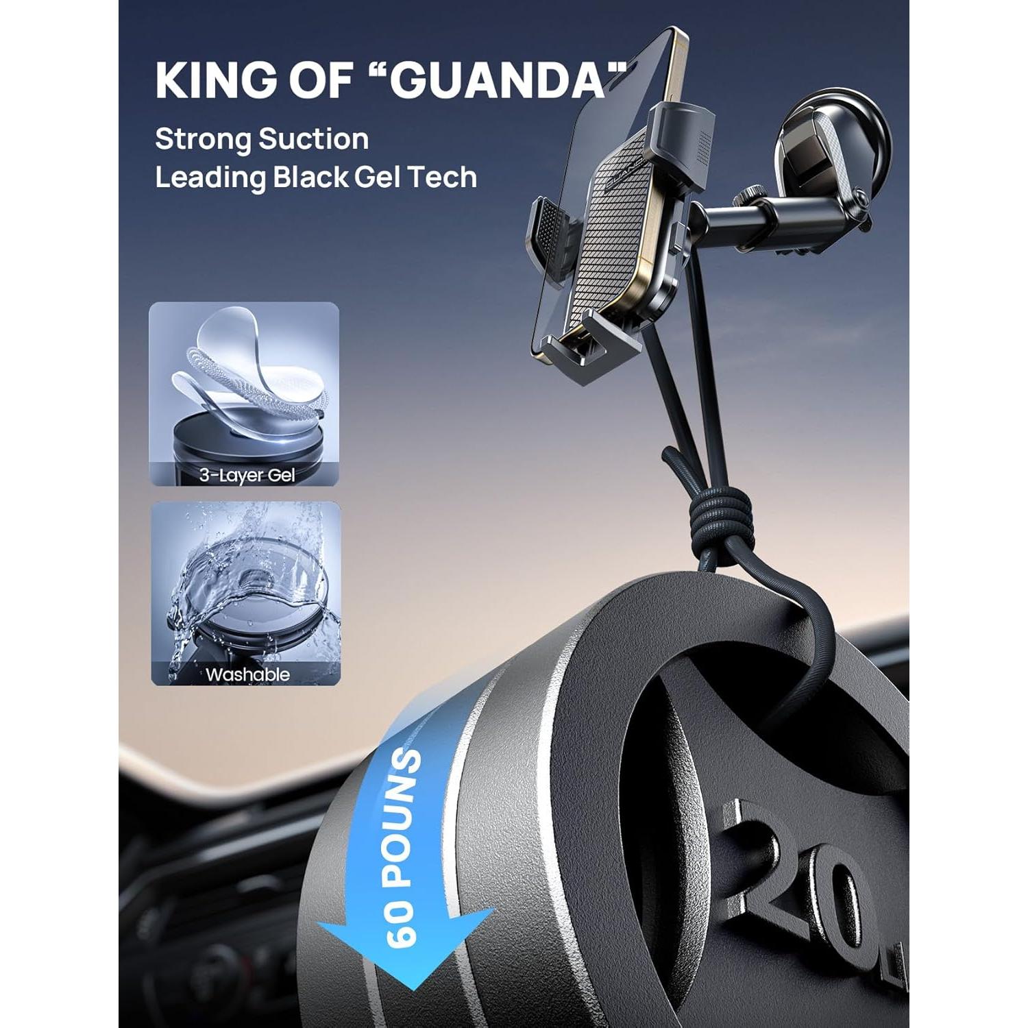 Soporte de Teléfono Ajustable GUANDA para Coche Negro