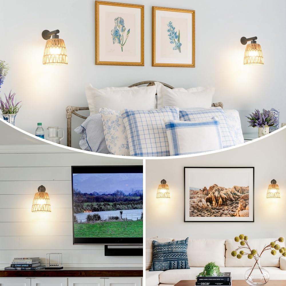 Apliques de Pared Boho a Batería OiYio, Juego de 2, Luz RGB