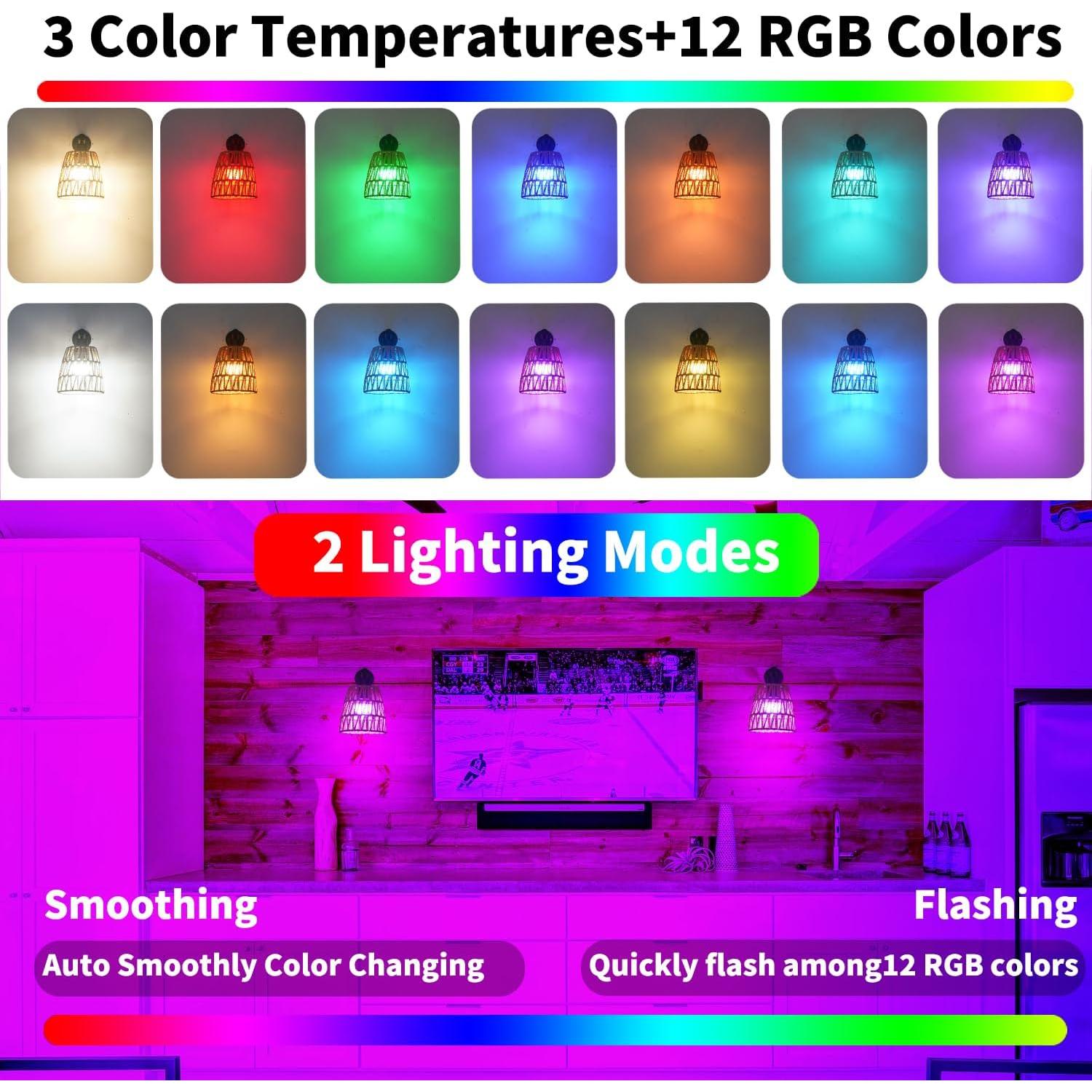 Apliques de Pared Boho a Batería OiYio, Juego de 2, Luz RGB