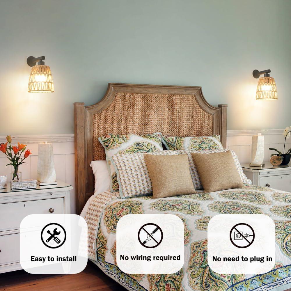 Apliques de Pared Boho a Batería OiYio, Juego de 2, Luz RGB