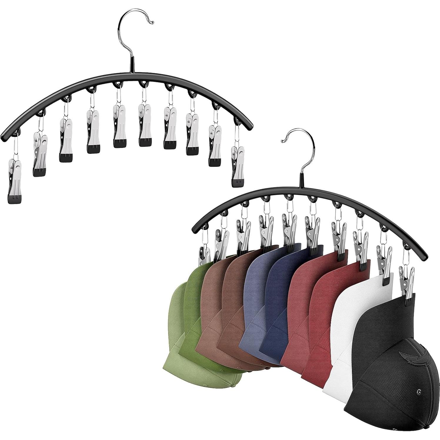 Organizador de Sombreros Cuipingoo Negro - Soporte Colgante 10 Clips