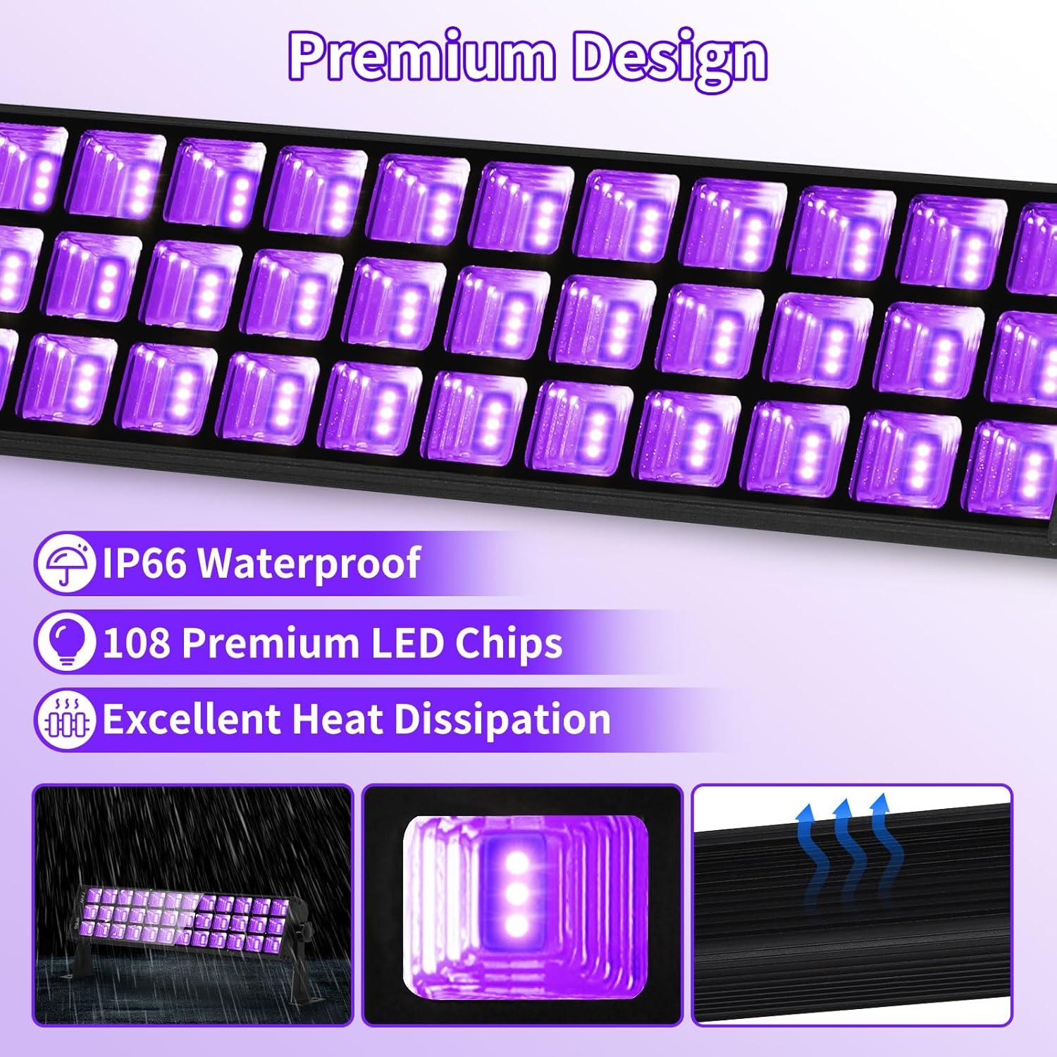 Barra de luz negra LED 72W ISUERFY IP66 108 LEDs 42.93cm