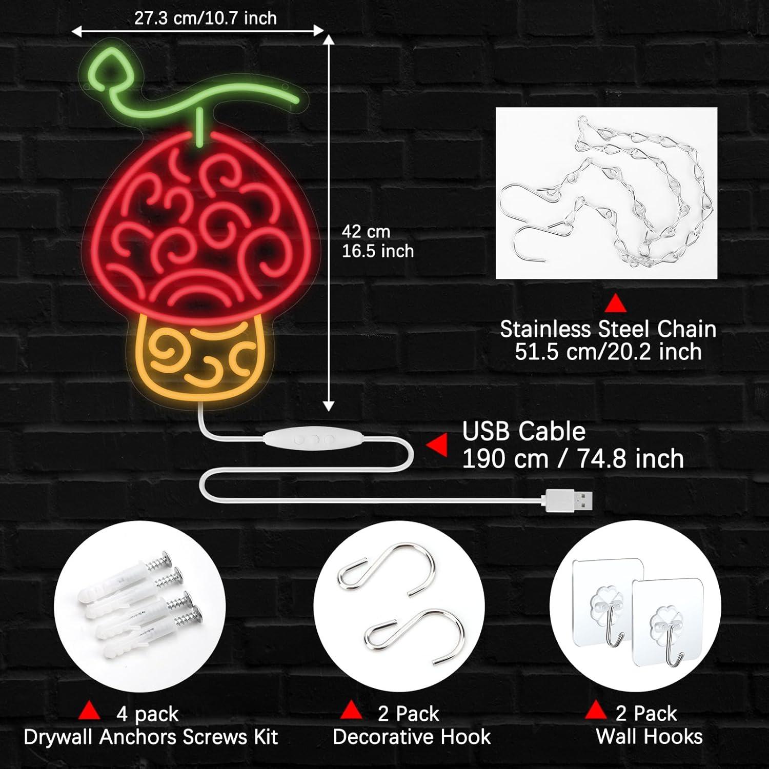 Letrero Neon Fruta Humana GTOTd 27.3x42 cm Decoración