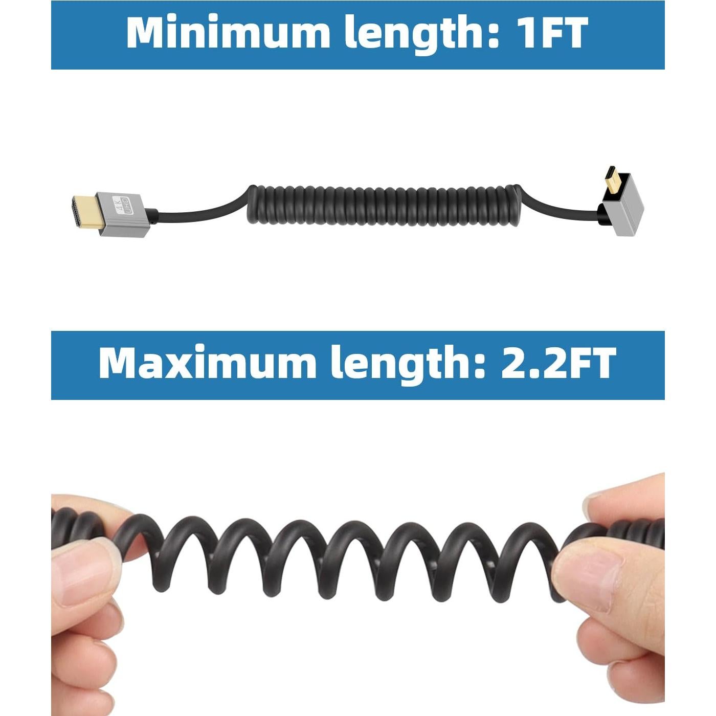 Cable Micro HDMI a HDMI GELRHONR 4K 0.30-0.91m Ángulo 90°