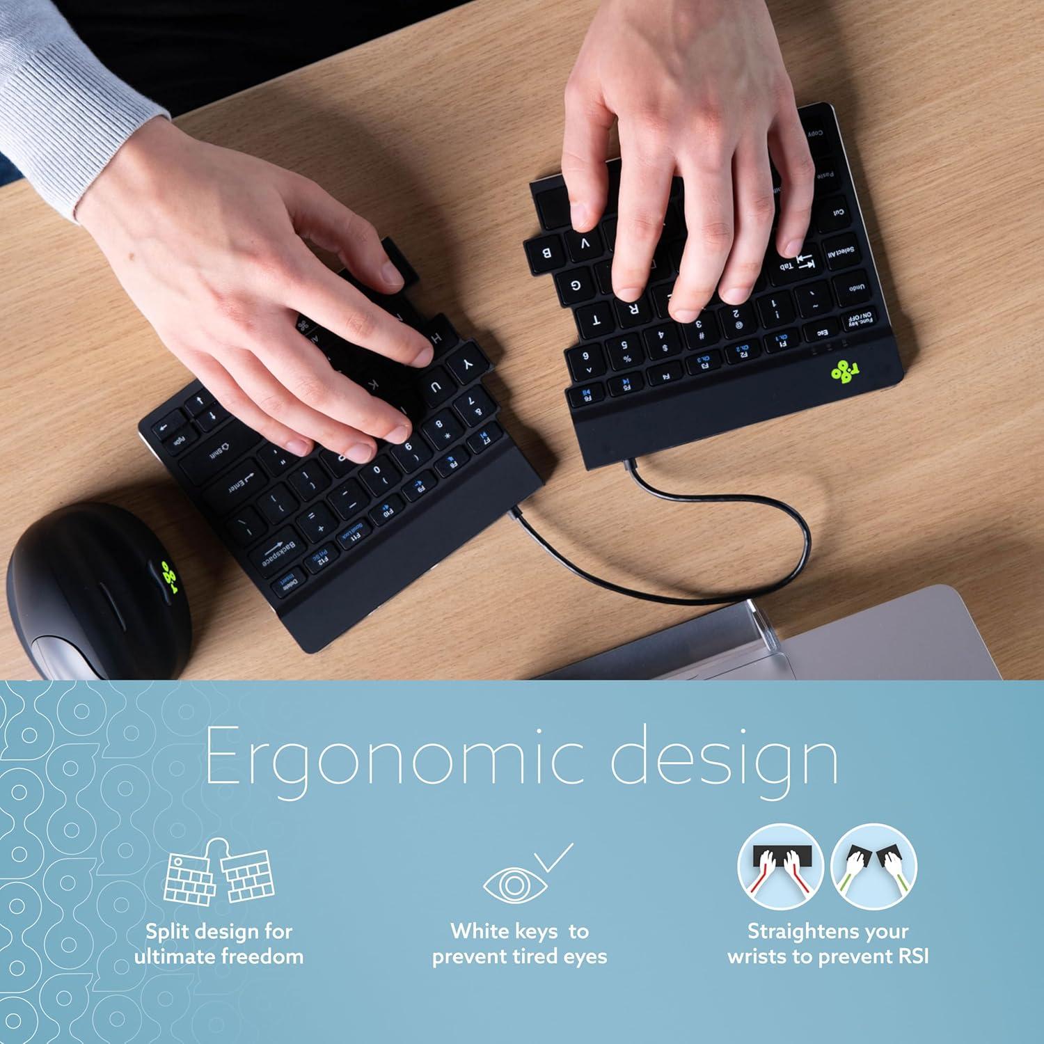 Teclado Ergonómico Dividido R-Go Bluetooth QWERTY Negro