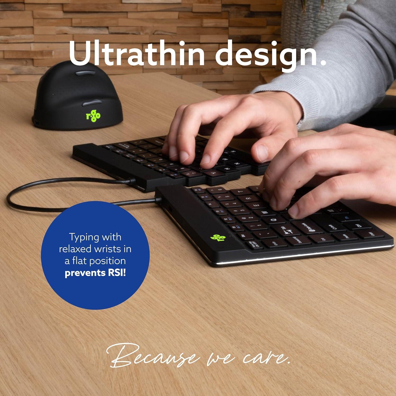 Teclado Ergonómico Dividido R-Go Bluetooth QWERTY Negro