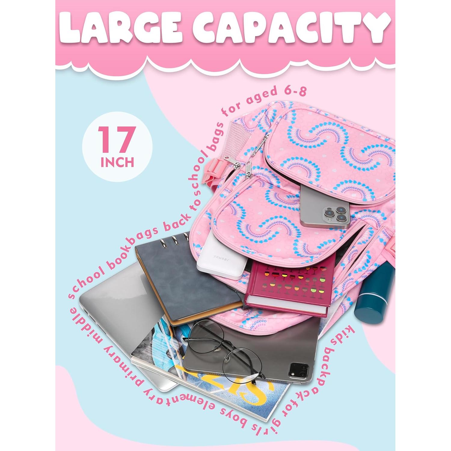 Mochila Escolar BLUEFAIRY Rosa Durazno 43x30x15 cm 25L