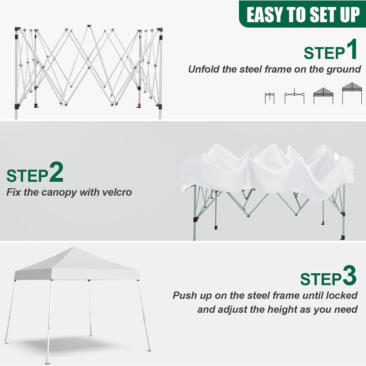 Carpa Pop Up Morngardo 10x10 Blanca Impermeable Ajustable