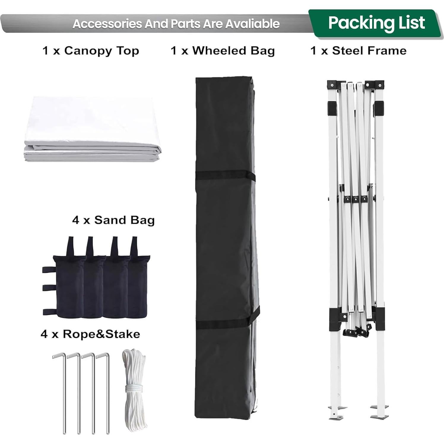 Carpa Pop Up Morngardo 10x10 Blanca Impermeable Ajustable