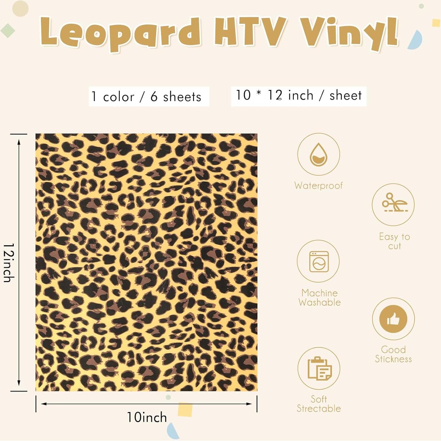Vinilo HTV Leopardo Tintnut - 6 Hojas 30.48x25.4 cm