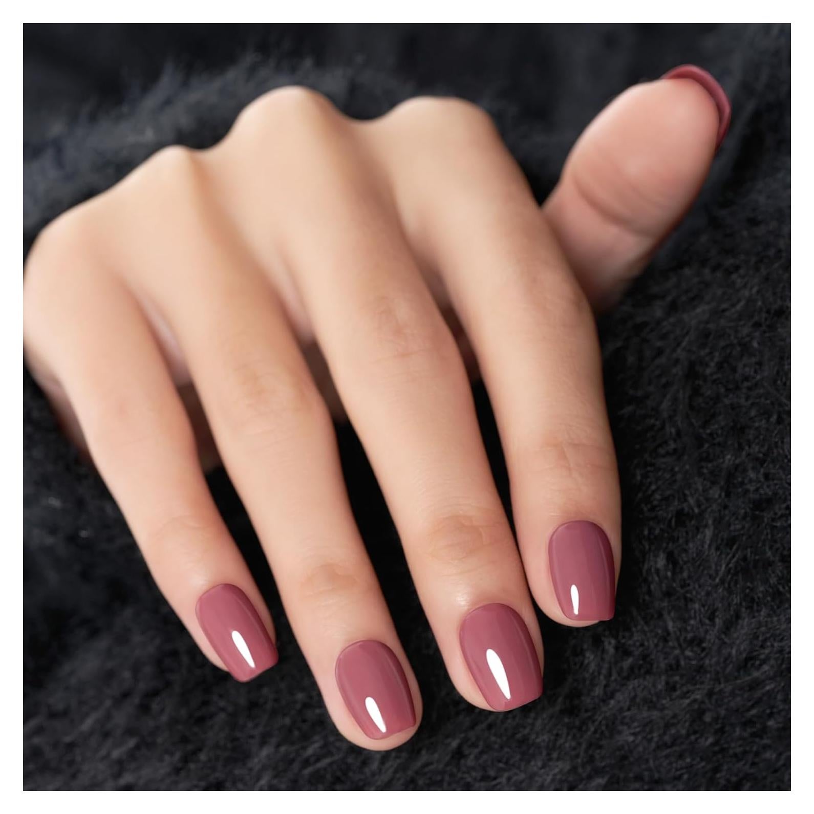 Uñas Postizas Cortas WOOYAS Gel Rosa 24 Piezas Reutilizables