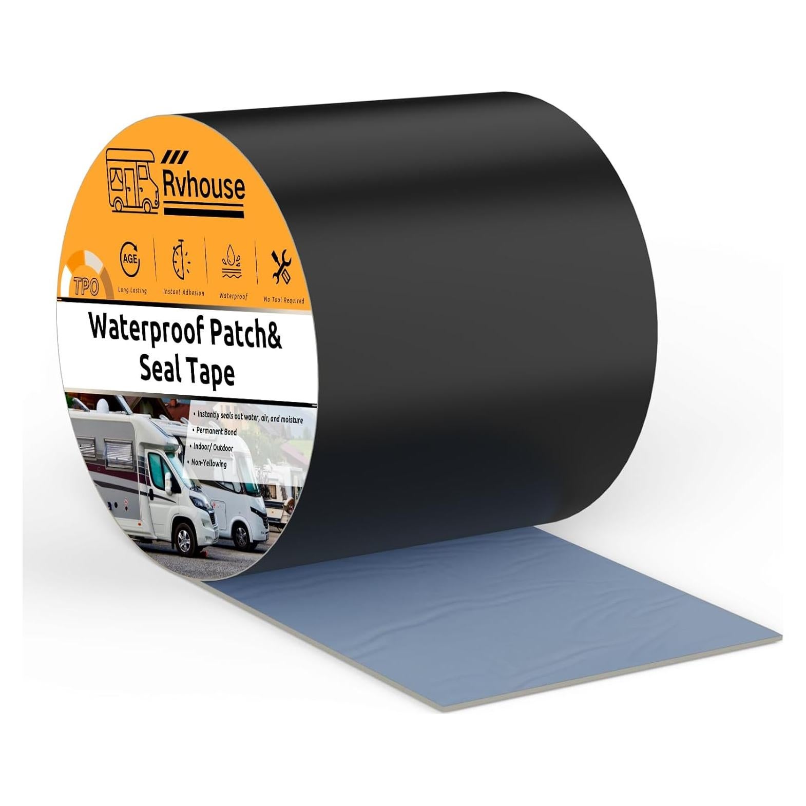 Cinta de Parcheo Impermeable Rvhouse 10.16 cm x 3.96 m Negra