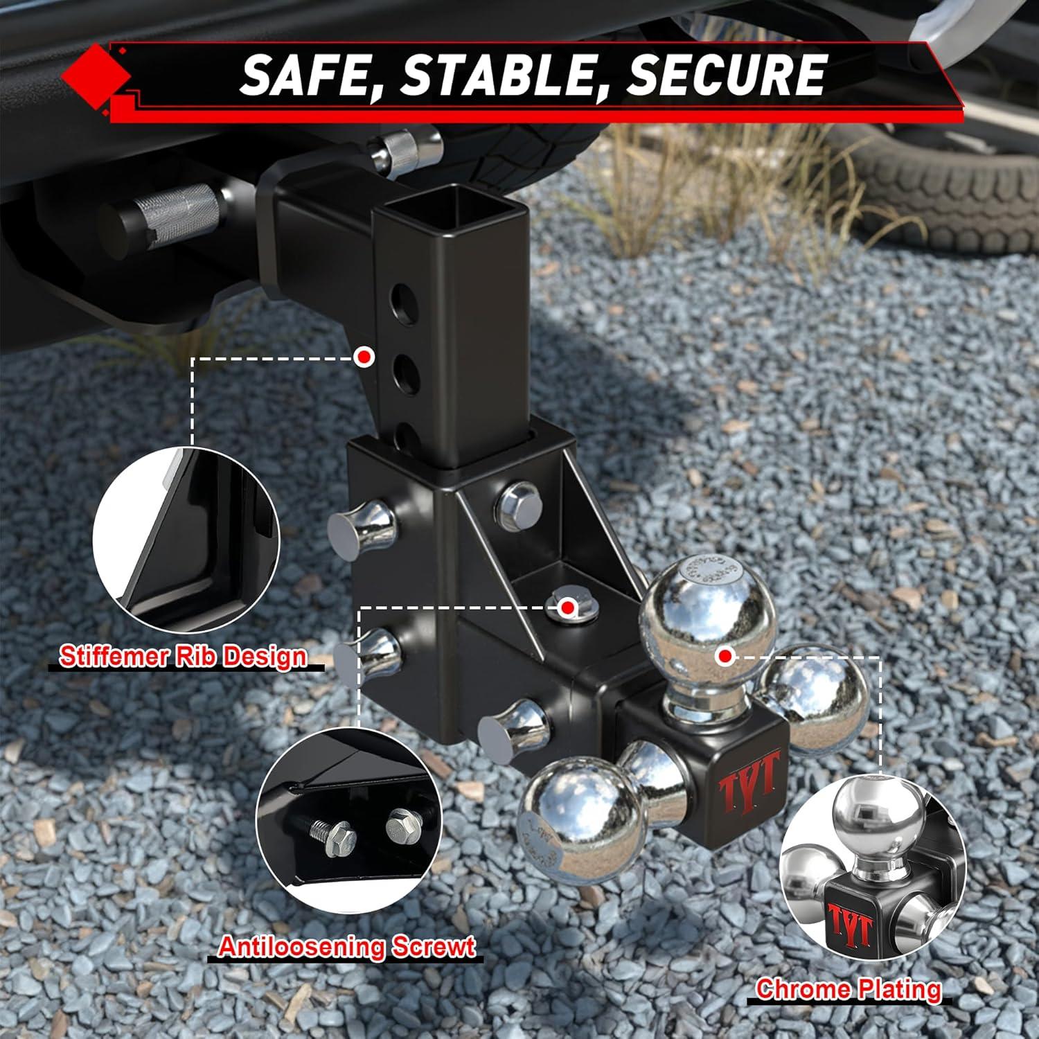 Soporte de Remolque Tri-Bola Ajustable TYT 4536 kg
