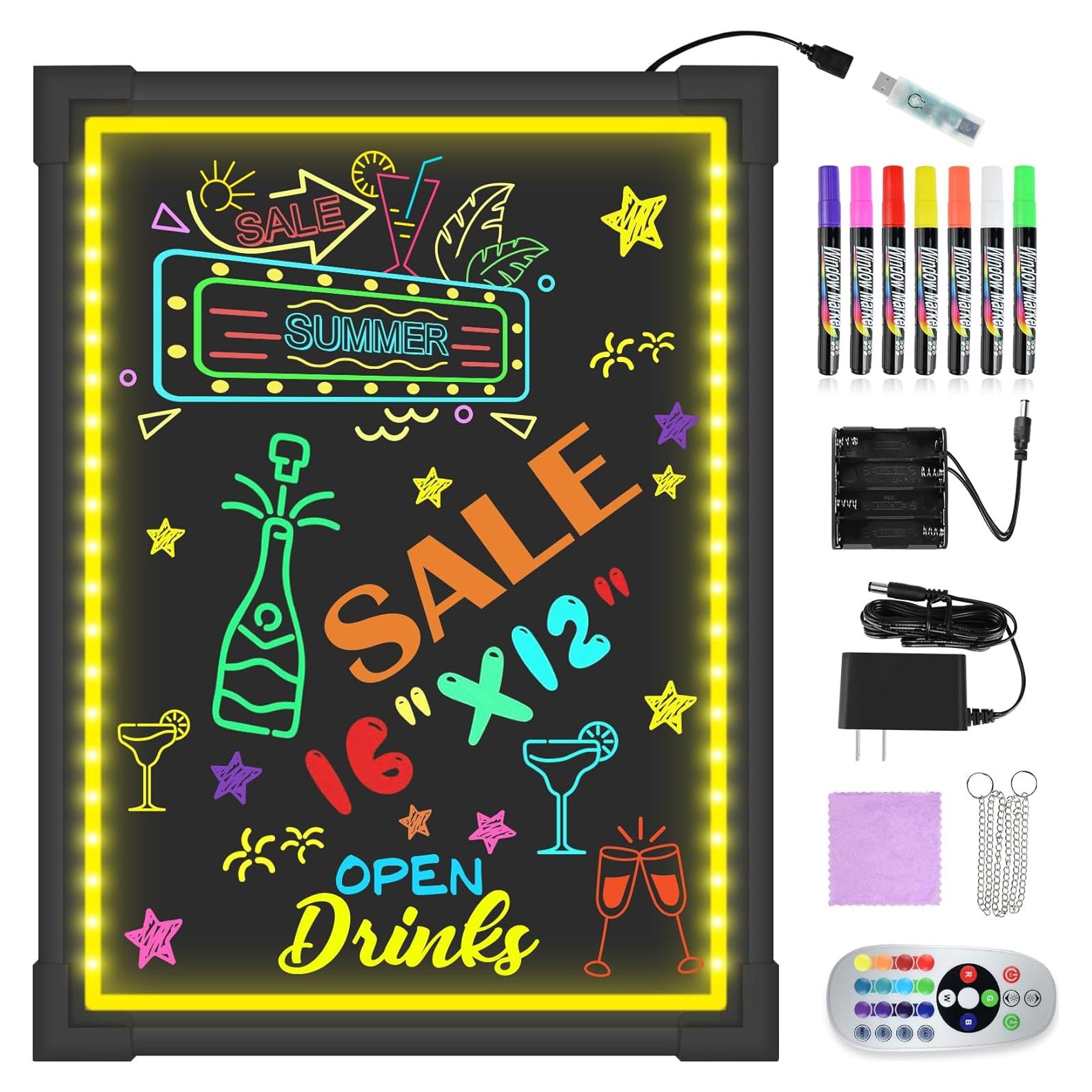 Tablero LED Borrable Hosim 40x30 cm con 8 Marcadores