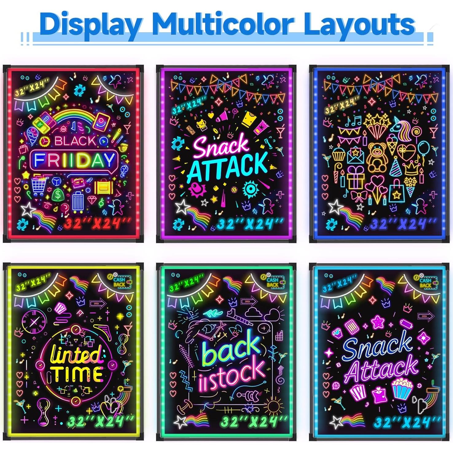 Tablero LED Borrable Hosim 40x30 cm con 8 Marcadores