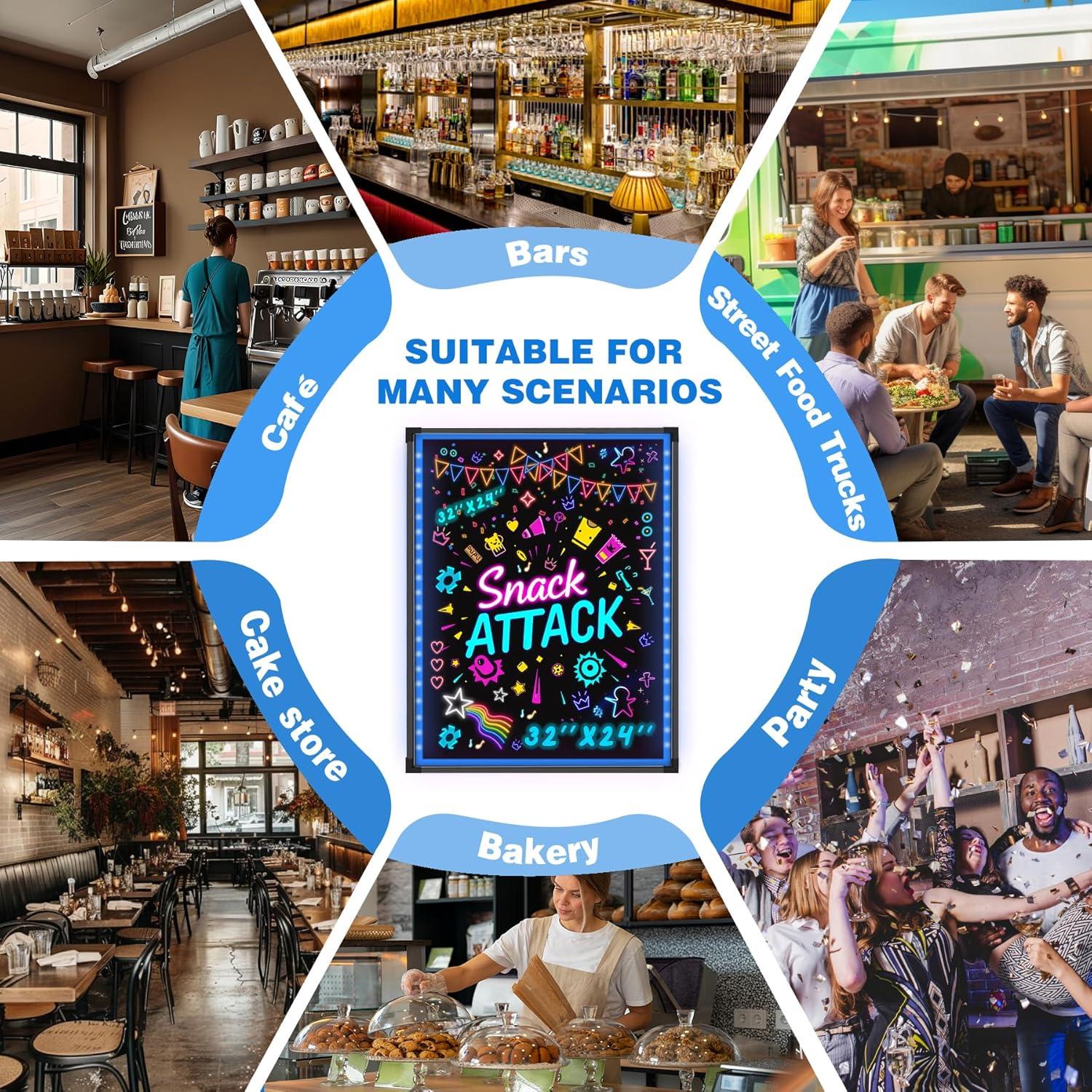 Tablero LED Borrable Hosim 40x30 cm con 8 Marcadores