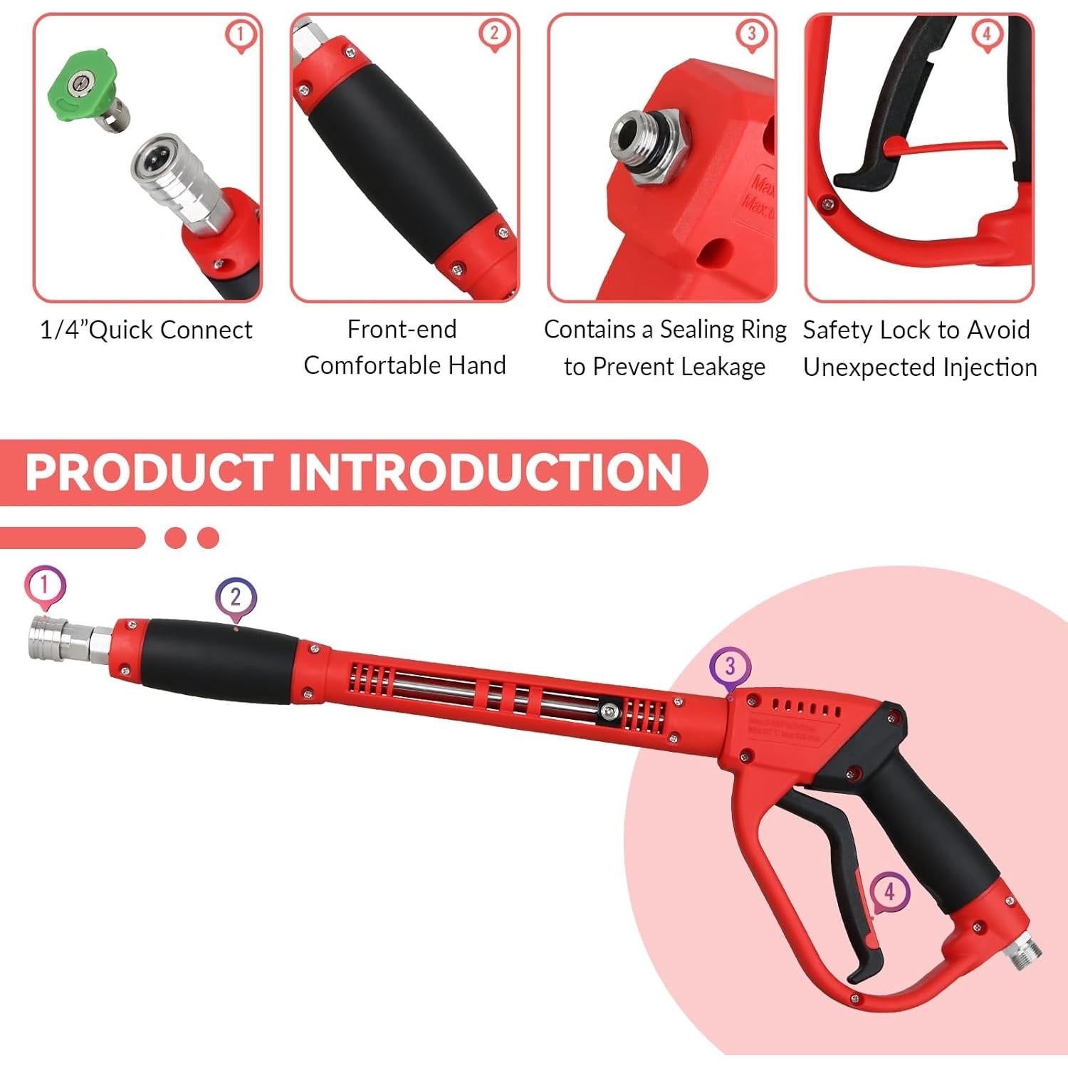Pistola de Lavado a Presión BESHED con Varilla Curvada 43 cm