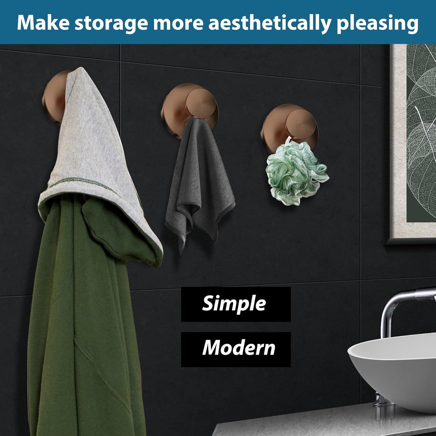 Ganchos de Ventosa AbluFirst 2 PCS Oro Rosa 6.8 kg Sin Perforación