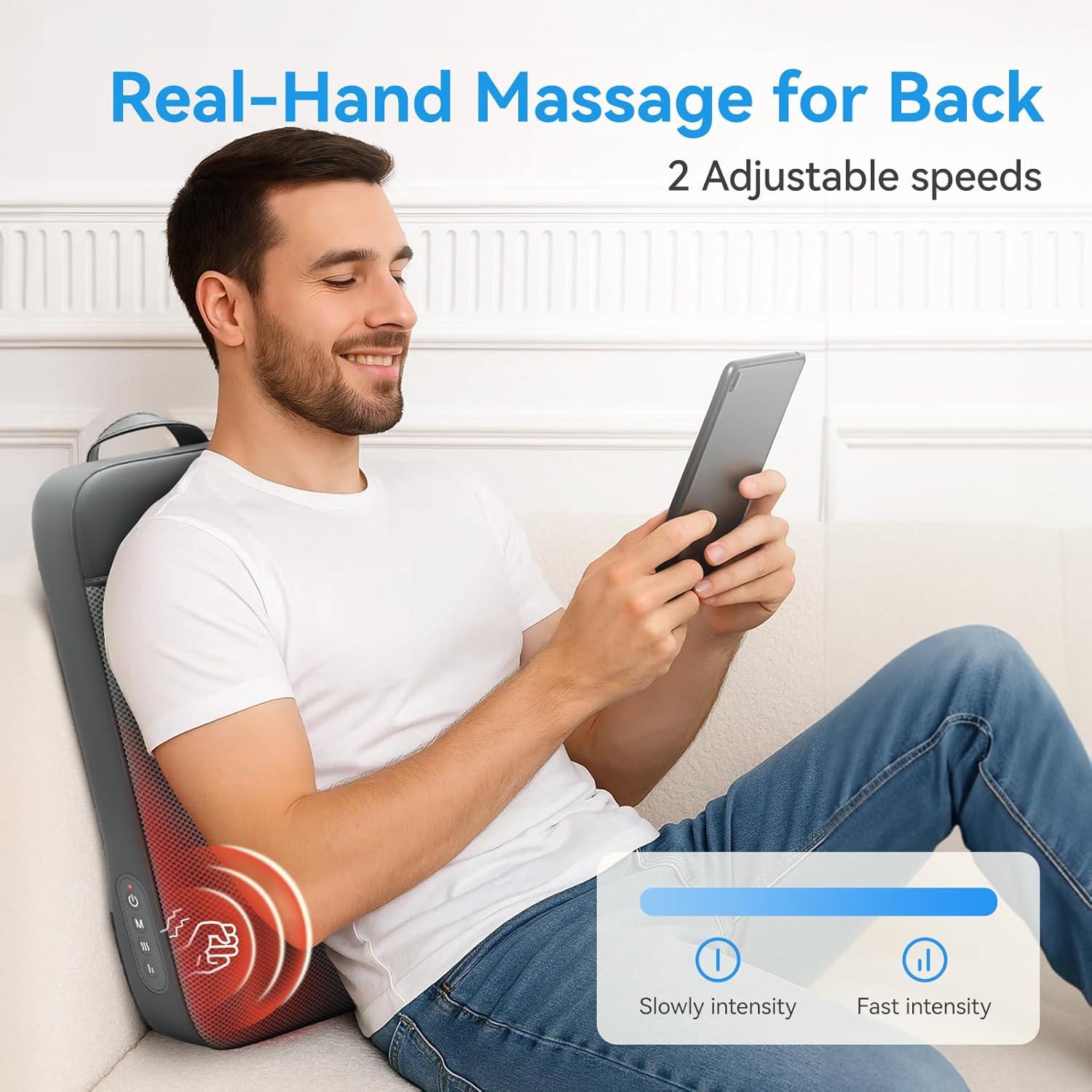 Masajeador de Espalda Shiatsu HMMSYLVA 3D Recargable Gris