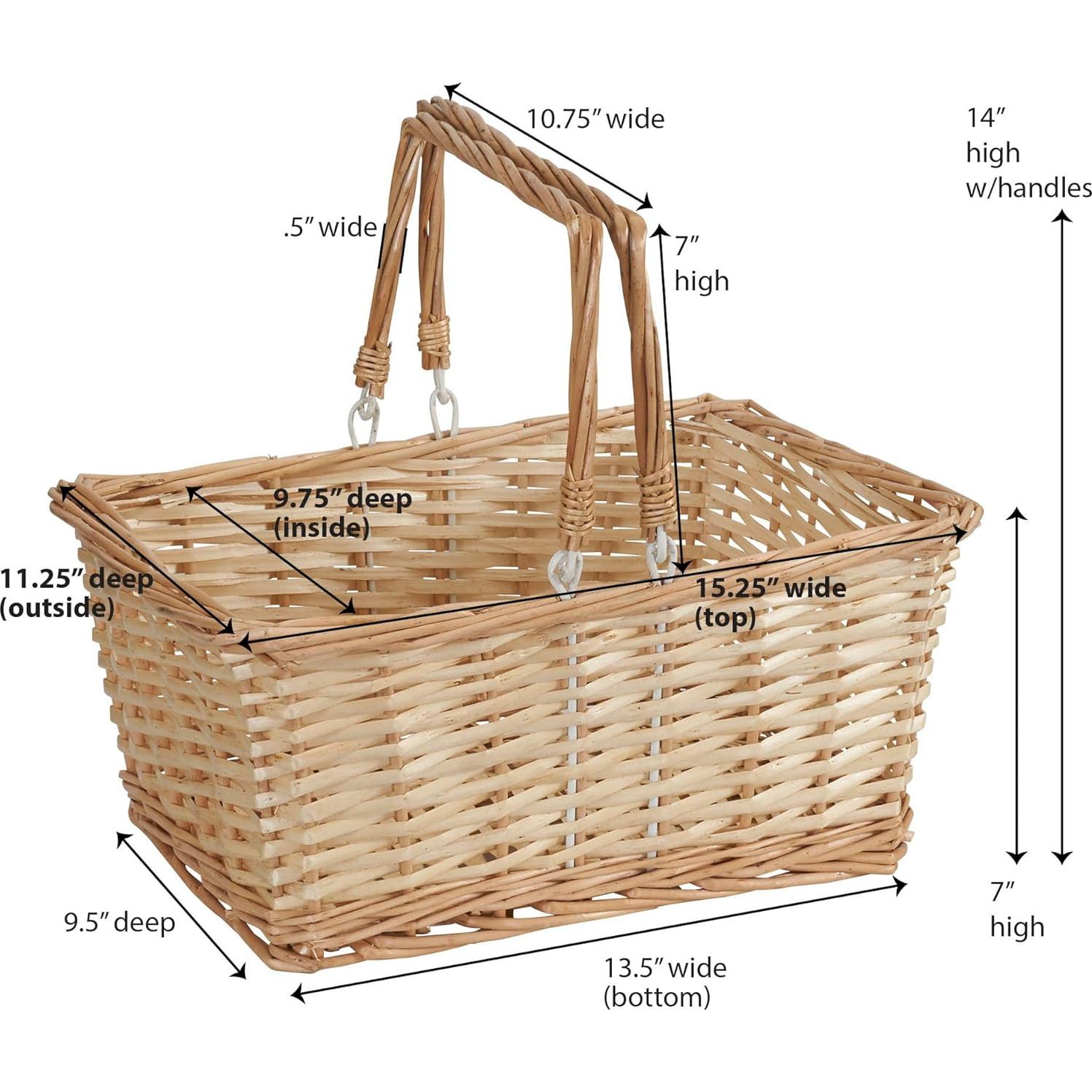 Cesta de Mercado Tejida Esenciales para el Hogar Natural 24x34x18cm