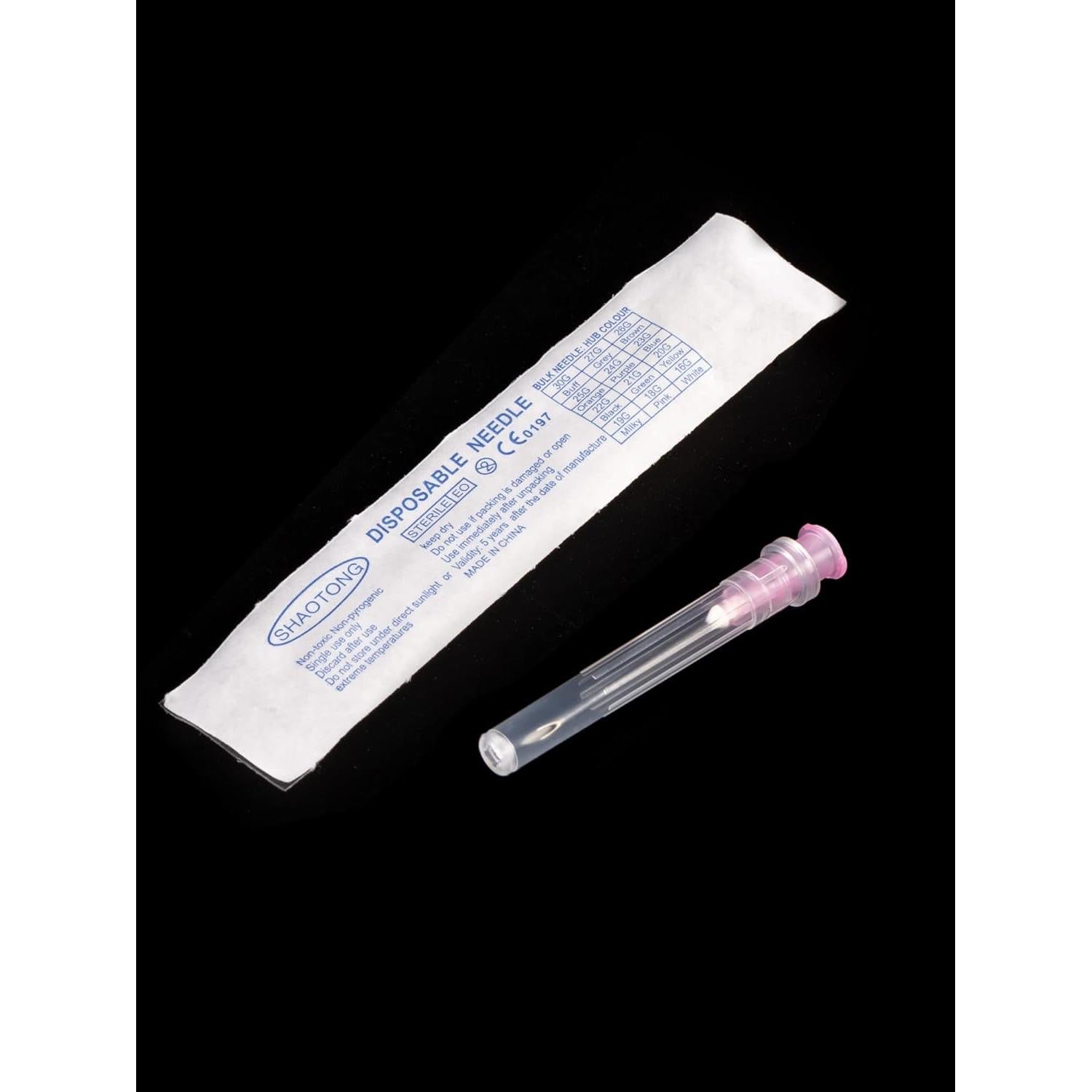 Agujas estériles desechables 100Pack SHAOTONG 18G 3.81CM