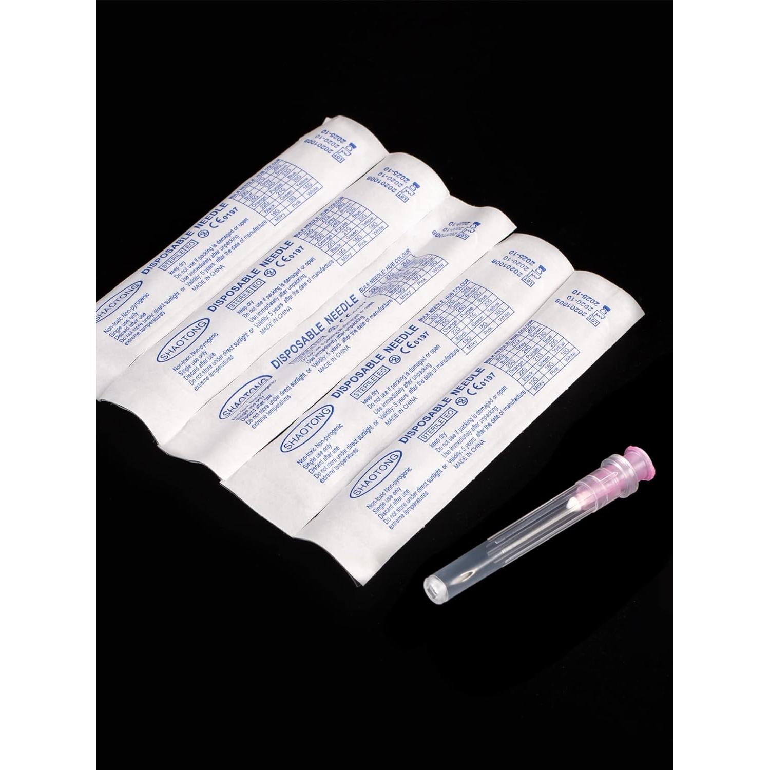 Agujas estériles desechables 100Pack SHAOTONG 18G 3.81CM