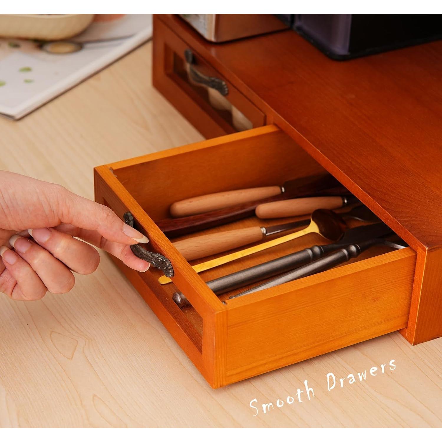 Organizador de K Cup de Madera KIKJOK - 2 Cajones, 30-50 Pods