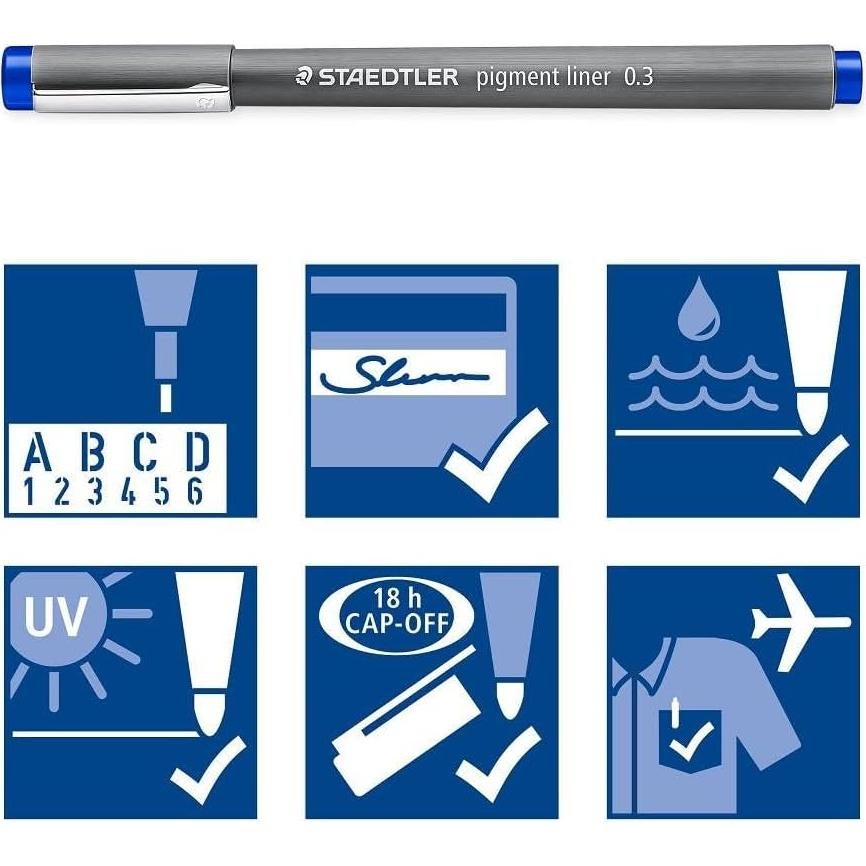 Pluma Fineliner Staedtler 308 03-3 Azul 0.3mm - Caja de 10