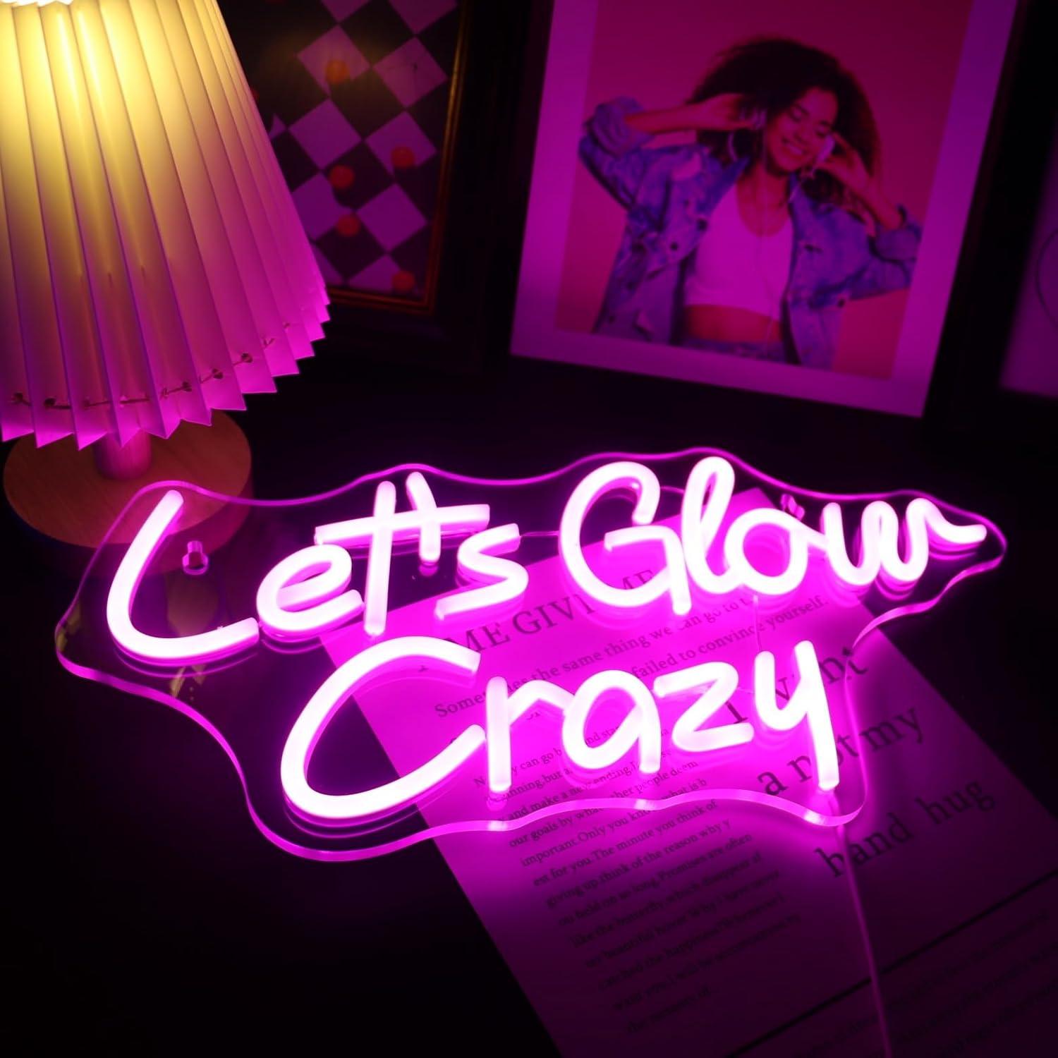 Luz de Neón LED Nordstylee Vamos a Brillar Loco 42x22cm Rosa