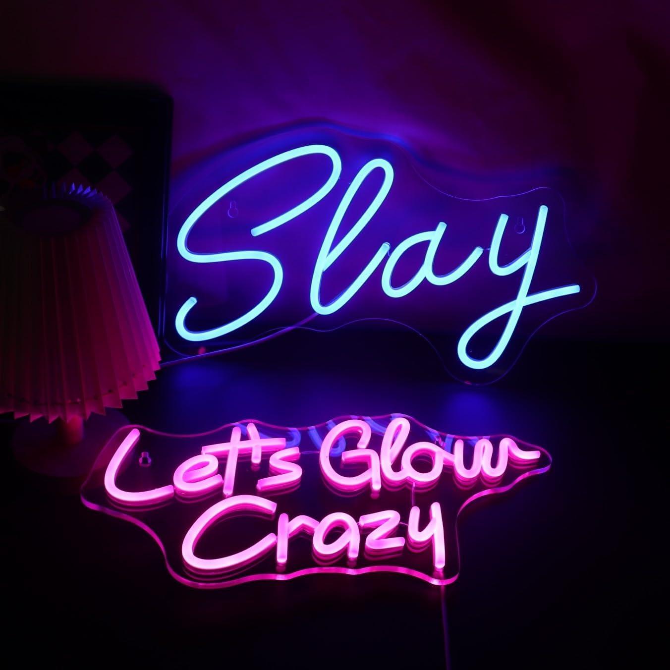 Luz de Neón LED Nordstylee Vamos a Brillar Loco 42x22cm Rosa