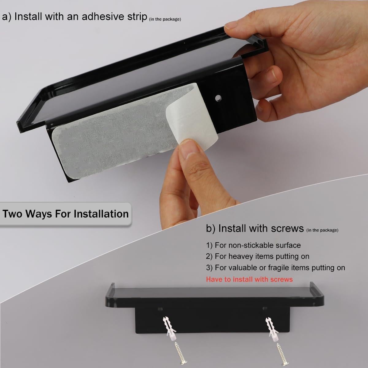 Estante Flotante Adhesivo EHKIT Negro 18.54x10.92 cm