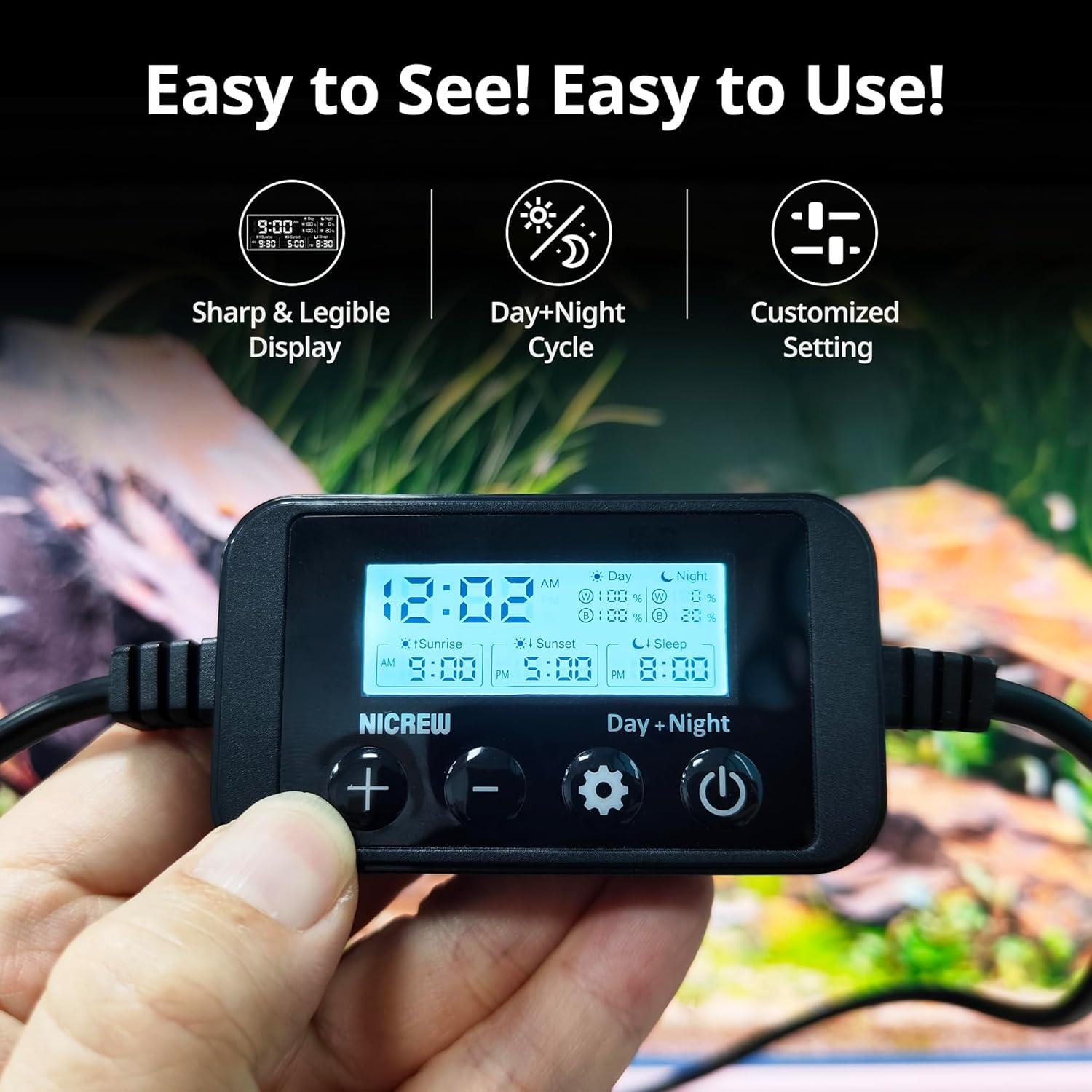 Luz de Acuario LED NICREW Clip On 21.17 cm para Plantas