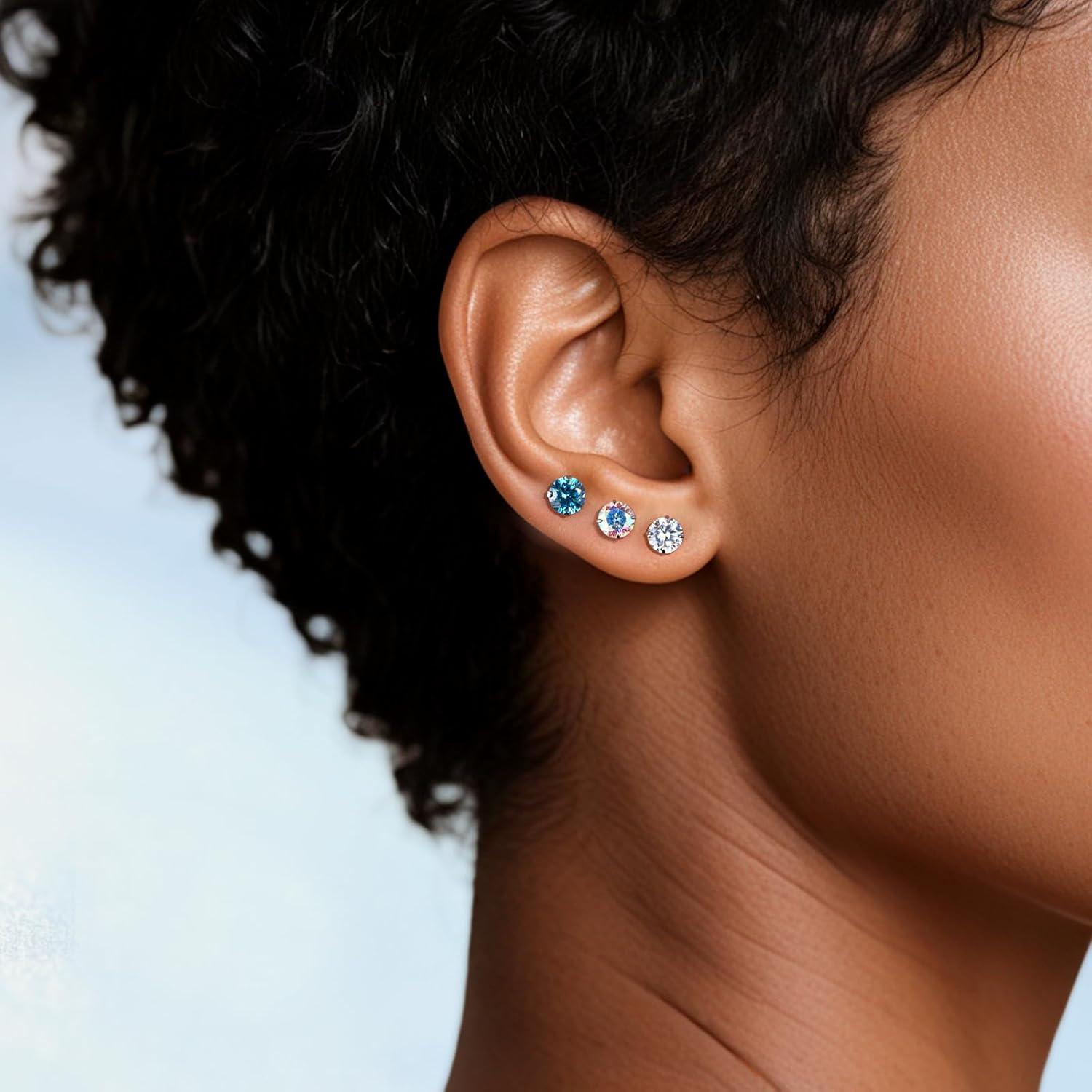 Pendientes de Titanio Hipoalergénicos Limerencia 5mm Aguamarina