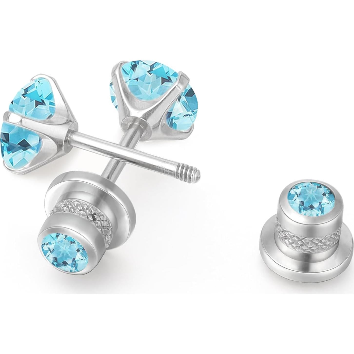 Pendientes de Titanio Hipoalergénicos Limerencia 5mm Aguamarina