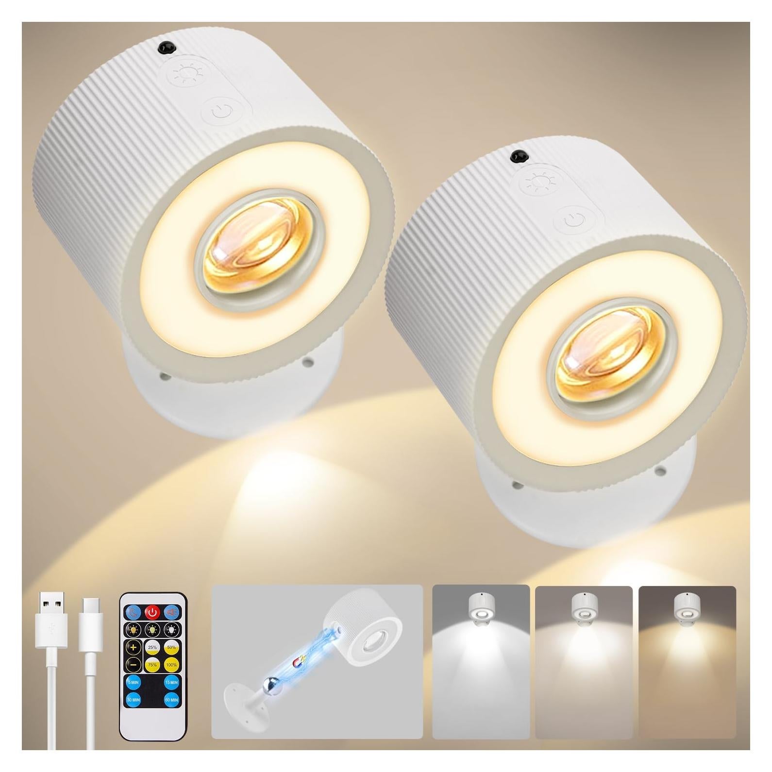 Apliques de Pared LED Plomixius 3000mAh 3 Modos 2 Psc