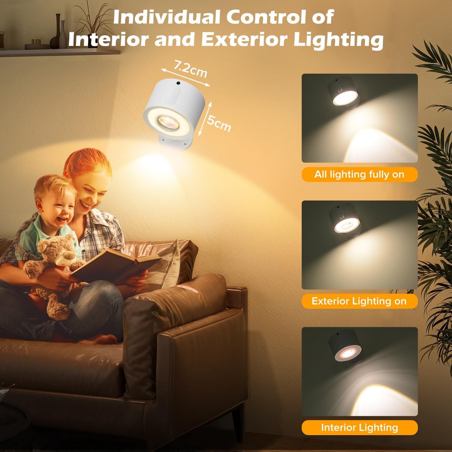 Apliques de Pared LED Plomixius 3000mAh 3 Modos 2 Psc