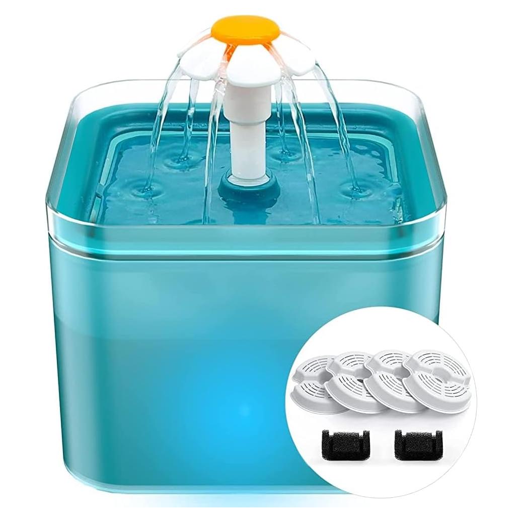 Fuente de Agua para Gatos AONBOY 2L Silenciosa con Filtros