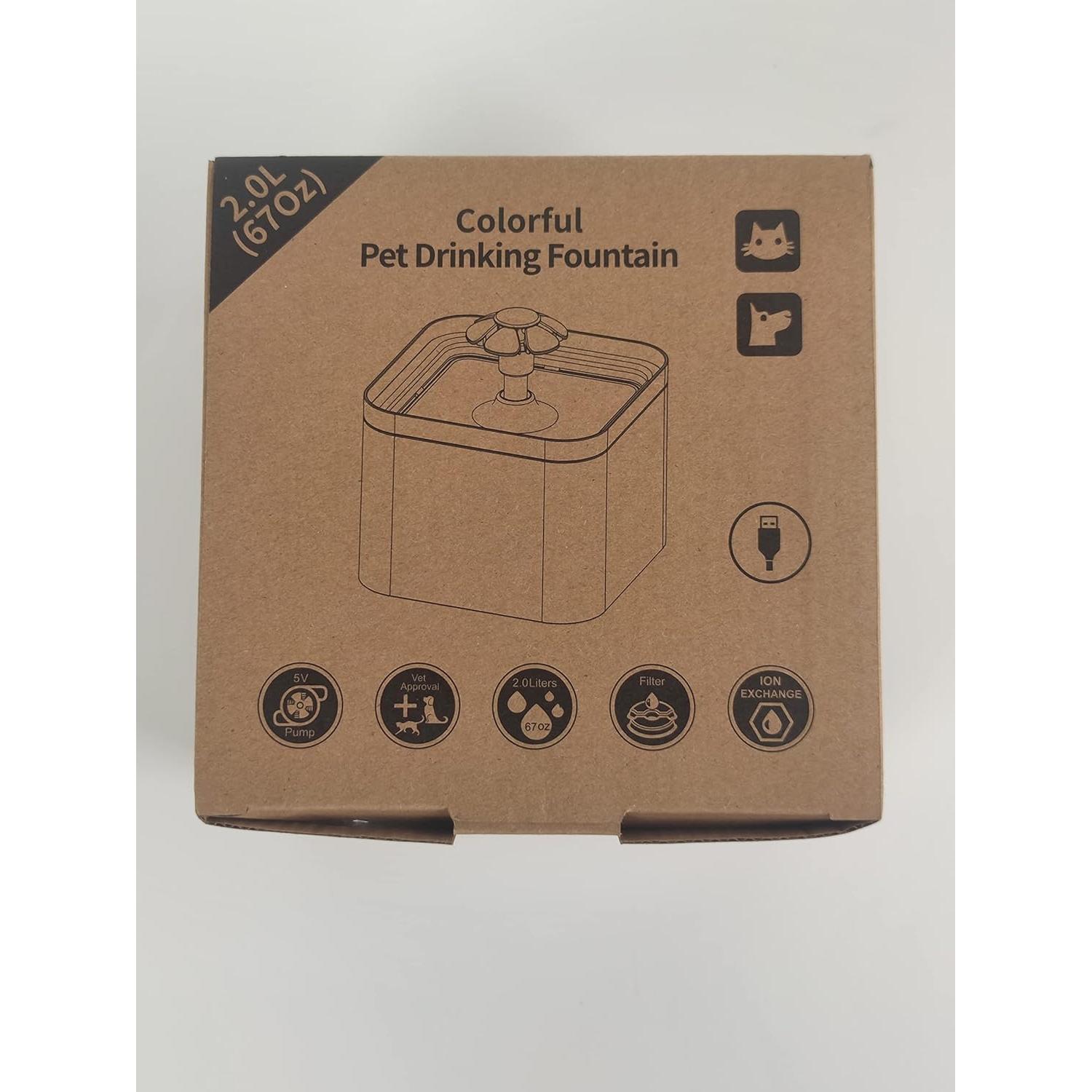 Fuente de Agua para Gatos AONBOY 2L Silenciosa con Filtros