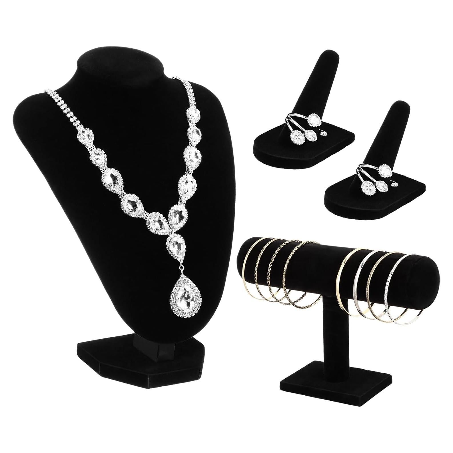 Conjunto de Exhibición de Joyería Wenqik 4 Piezas Terciopelo