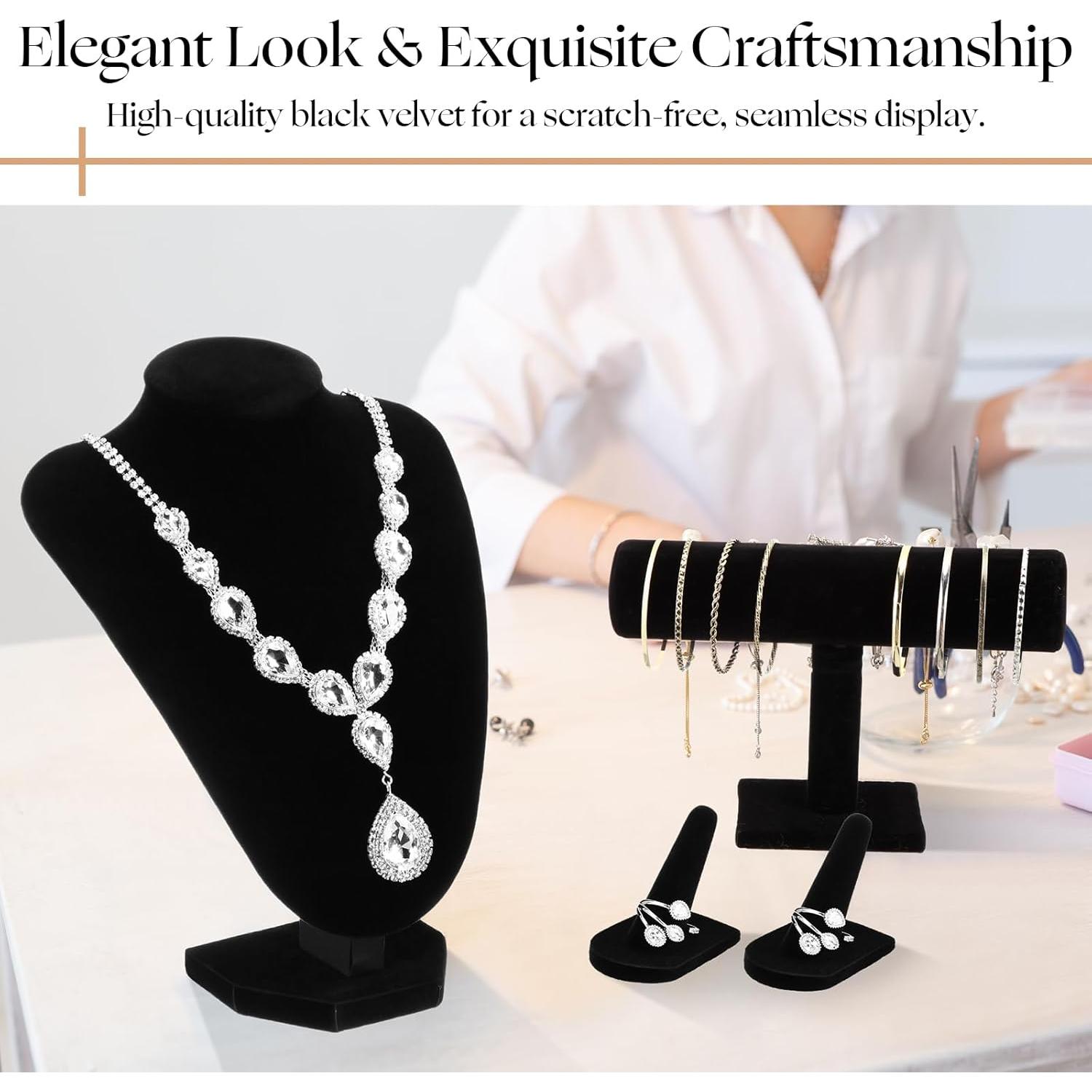 Conjunto de Exhibición de Joyería Wenqik 4 Piezas Terciopelo