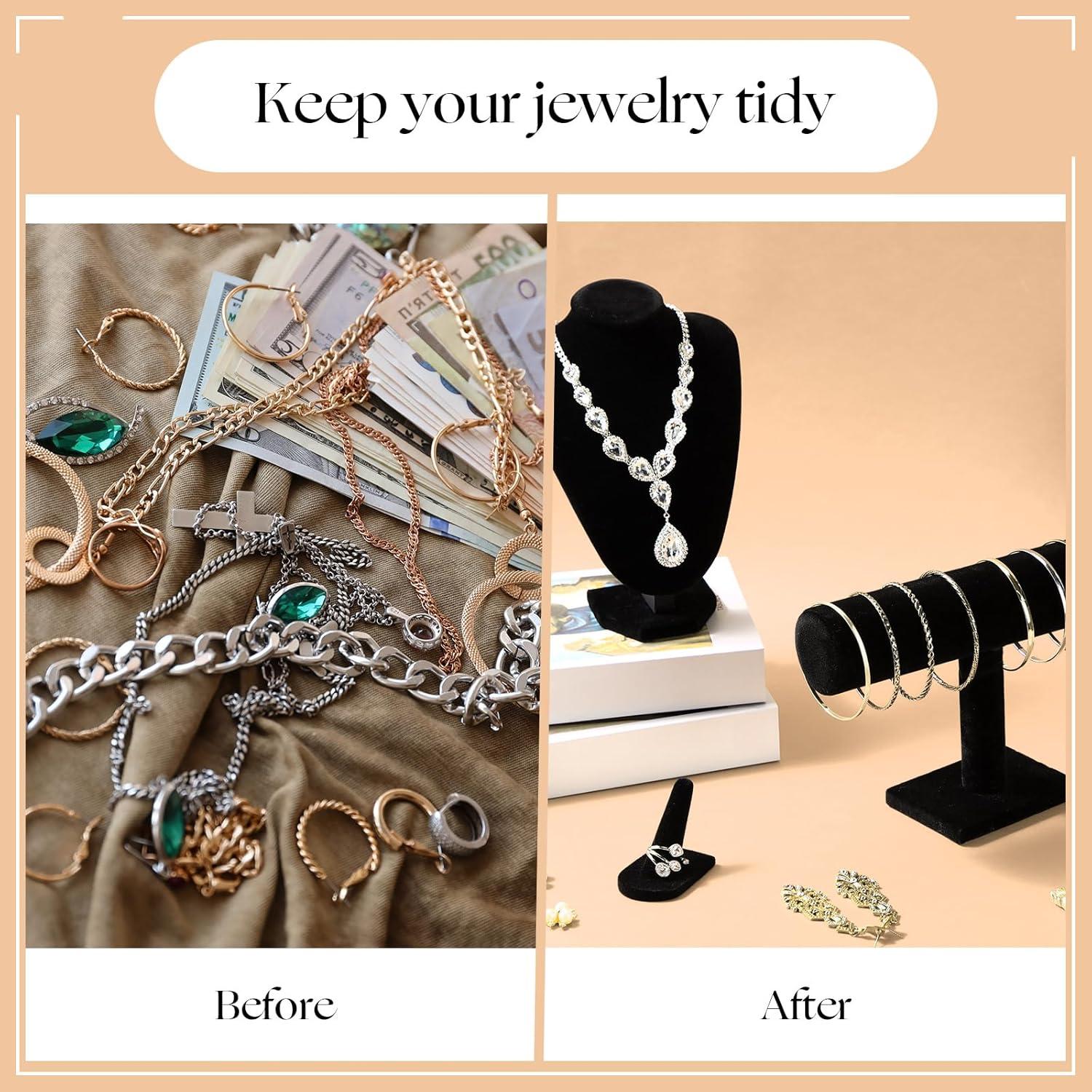 Conjunto de Exhibición de Joyería Wenqik 4 Piezas Terciopelo