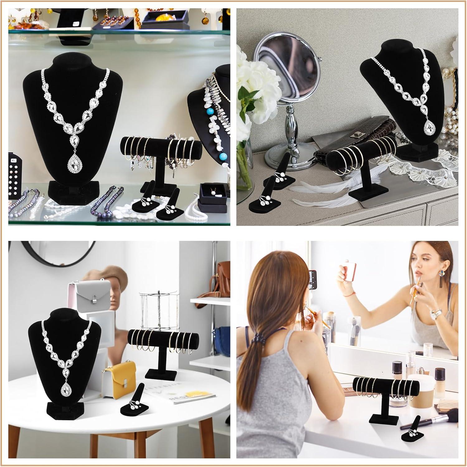 Conjunto de Exhibición de Joyería Wenqik 4 Piezas Terciopelo