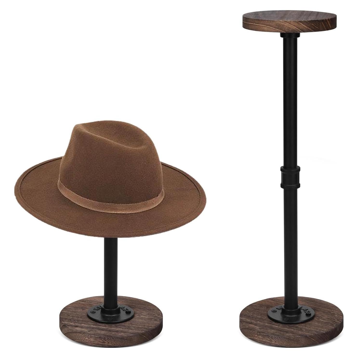 Soporte de Sombrero Ajustable Vrietina 2 Piezas Metal y Madera