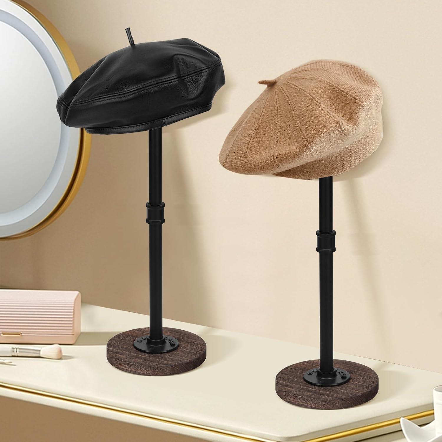 Soporte de Sombrero Ajustable Vrietina 2 Piezas Metal y Madera