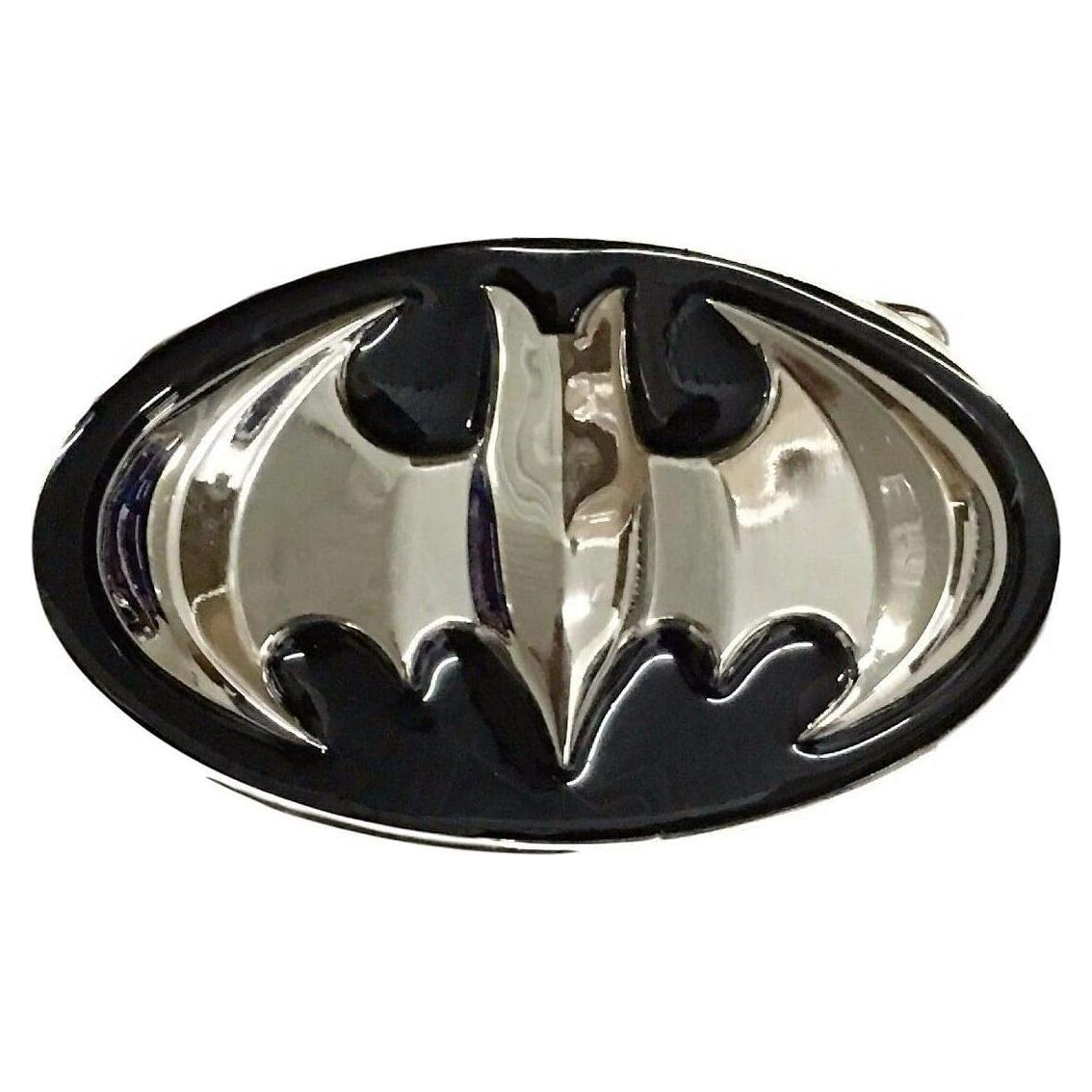 Hebilla de Cinturón Metal Esmaltado Plateada Murciélago 3D