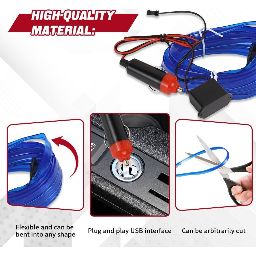 Tira de luces LED Hbxdeco 5m RGB para interiores de auto