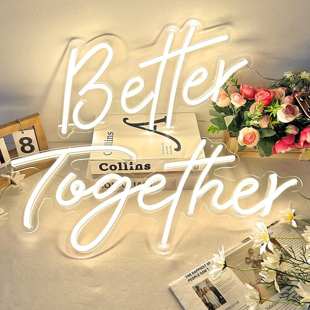 Letrero de Neón Mejor Juntos Jxin 60.96x25.4cm Decoración Boda